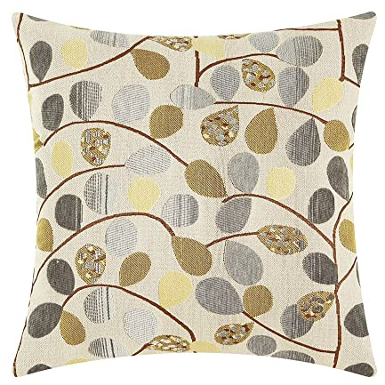CaliTime Kissenbezüge Kissenhülle Kissenbezug Überwurfkissenhülle für Couch Sofa Heimdekoration Luxus Chenille süße Blätter beidseitig 45cm x 45cm Ecru-Grau