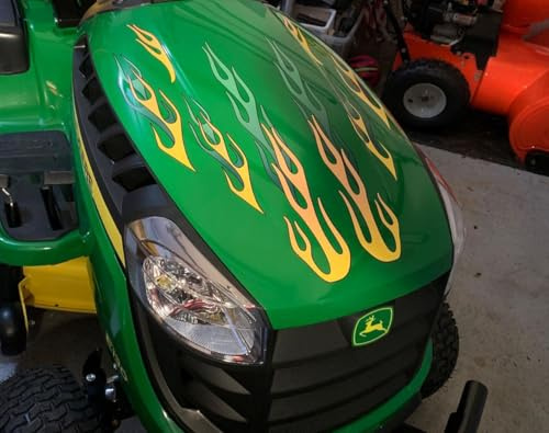 Lawn Mower Decals Stickers - Layered Flames - 10pc. Set - Choose Color - for Murray Craftsman, Snapper, Toro, Wheel Horse (Banana/Kiwi) John Deere