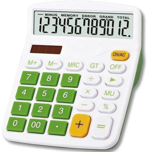 Mengshen Tischrechner, große Taschenrechner Solarbatterie Dual Power 12-stelliges LCD-Display Finanzieller Basisrechner Standardfunktion Tischrechner für Büro/Haushalt/Schule