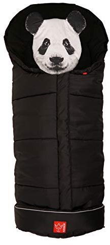 Kaiser 6566125 Kinderwagen Fußsack Panda - mit herausnehmbarem Tiergesicht, black, schwarz