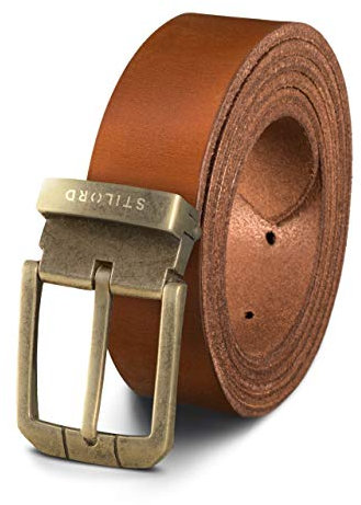 STILORD Ledergürtel Herren 80-130 cm Kürzbar Echtes Vintage Büffel-Leder Männer Schnalle, Farbe:veneto - braun | Schnalle antik - bronzen V, Größe:Universal 80-130 cm