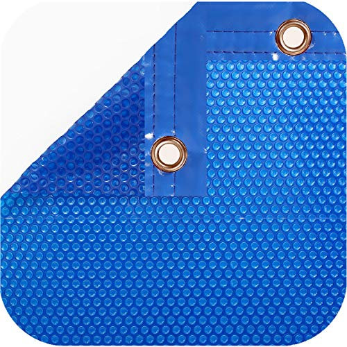 INTERNATIONAL COVER POOL Pack Cobertor Solar 600 micras Eco para Piscina de 4 x 6,5 Metros con Refuerzo en los Anchos + Enrollador telescópico con Tubo de 80mm