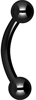 PIERCINGLINE Titan Banane 2 KUGELN Gebogener Piercing Stab Augenbraue Intim Brust Ohr Schwarz 4 x 1,6 x 9 mm