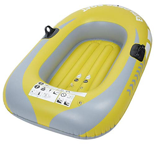 Aufblasbares Kajak für 1 Person, PVC, Gelb, 180 kg Tragkraft, Schlauchboot für Fischen, Drifting, Tauchen mit Seil