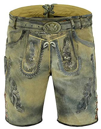 speed4allkinds Herren Trachtenlederhose Antik Inkl.Trachtengürtel in DREI Farben Größe 46 bis 60