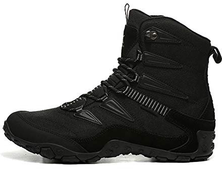 Plus Velvet Warm-Baumwollschuhe, Winterberg Skischuhe wasserdicht, rutschfest Bequeme verdickte Außen Damen Schneeschuhe,Black gray,42