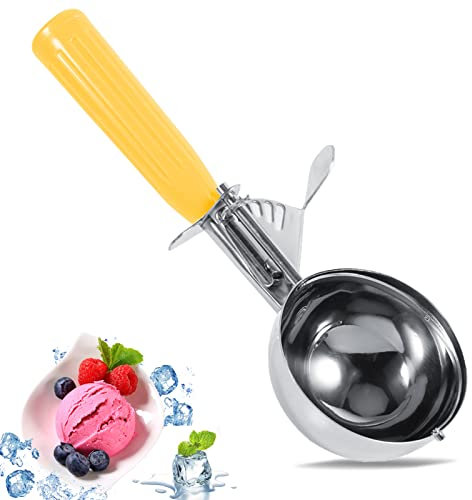 Disher, impugnature antiscivolo Trigger Food Scoop, Ice Cream Scoop, Porzion Control - 9 diversi colori manico e dimensioni, acciaio inossidabile per Gelato(5.5CM)