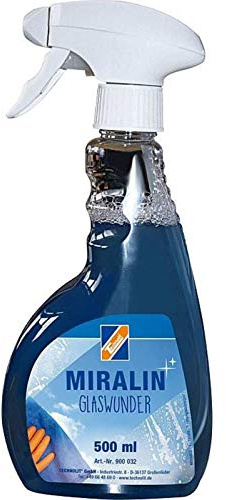 TECHNOLIT Miralin-Glaswunder 500ml | Glasreiniger & Fensterreiniger | Streifenfreier Glanz für Spiegel, Metall & Alu | Gegen Fett- & Ölverschmutzungen | Gebrauchsfertig auf allen Oberflächen
