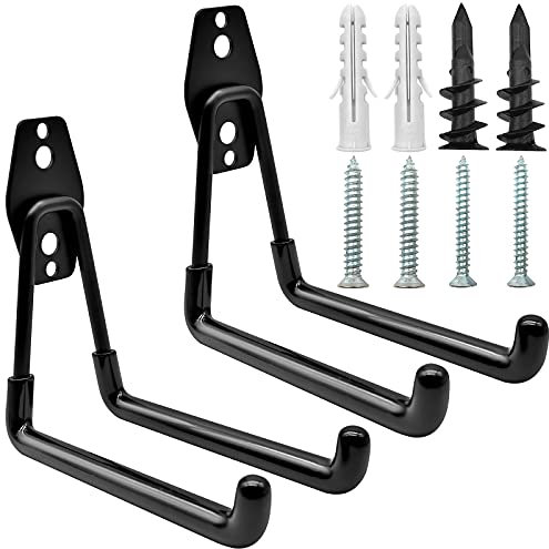 Cisolen 2 Pieces Garage Hooks Large Double Metal Wall Hooks Garage Storage Hook Bracket for Hanging Garden Tools