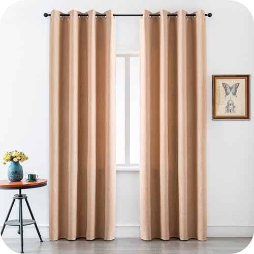 GIRASOLE HOME 1 Paar Vorhänge, Pantelleria, halbverdunkelnd, flammenhemmend, gemustert, feuerhemmend, zertifiziert, 2 Paneele à 140 x 275 cm, mit Ösen, Raffhalter