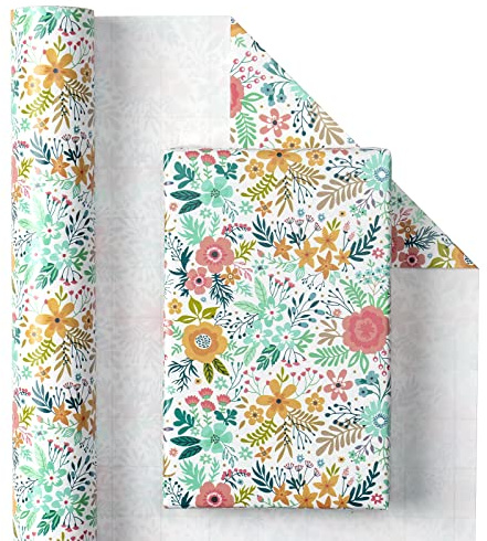 RUSPEPA Rouleau De Papier Cadeau - Beau Motif Floral Pour Anniversaire, Fête Des Mères - 43,2 cm X 10 m