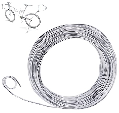 MEETGIFT 15m 2mm basteldraht silber blumendraht schmuckdraht bindedraht gartendraht Schmuckherstellung Aluminiumdraht Für Schmuckhandwerk, Modellieren, Armaturen Und Skulpturen (Silber)