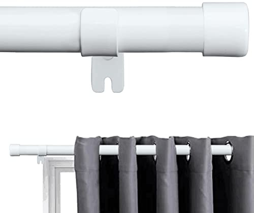 Gardinenstange 76-198 cm Mit Kappenknäufen und Halterungen - Verstellbares Beschläge-Set Aus Edelstahl für Wohnzimmer Schlafzimmer Fenster/Weiß