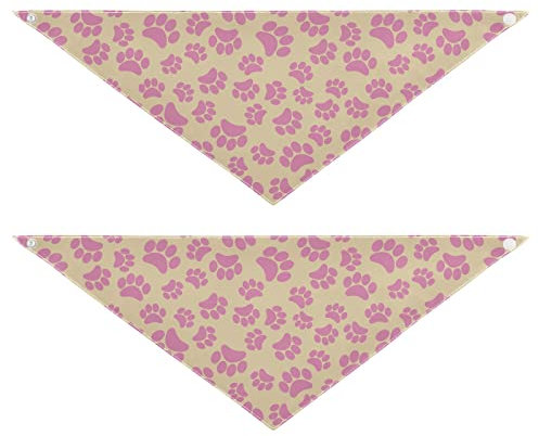 2 Stück Hundehalstücher Haustier Bandana Schal Druckknopf Dreieck Lätzchen Halstuch Set Haustier Urlaub Zubehör Dekor für kleine bis große Welpen Hunde Katzen kleiner Hintergrund Tier Fußabdrücke