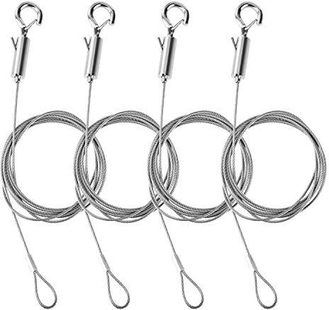 Fune metallica in filo d’acciaio, 4 Pezzi Filo per Appendere Foto Filo in Acciaio Inox Cavo Intrecciato per Foto da Parete Corda Acciaio Fotografica 1.5M*1.5MM