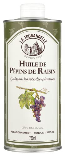 La Tourangelle - Huile de pépins de raisin - Pour fondue & friture - 750ml | Point de fumée élevé : 216°