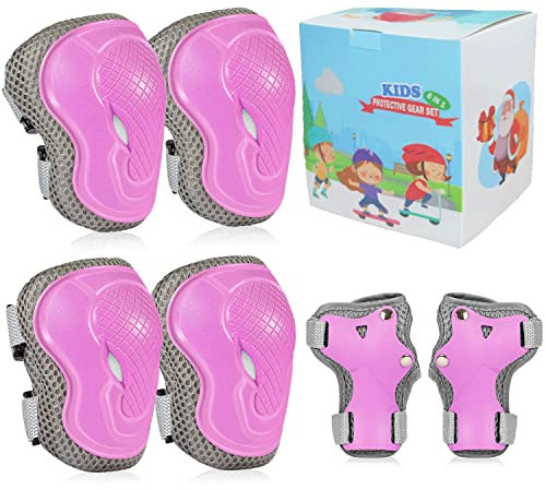Protektoren Set Kinder – Schutzausrüstung mit Knieschoner, Ellenbogenschoner & Handgelenkschoner für Inliner, Skateboard, Roller & Outdoor Sport, Verstellbar & Stoßfest