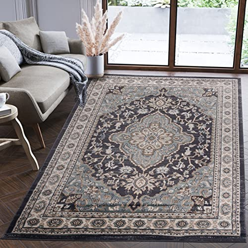 Mazovia Orientalisch Teppich - Traditioneller Teppich für Wohnzimmer, Esszimmer - Orient Teppiche Ornament - ÖKO-TEX Wohnzimmerteppich Grau - 200 x 300 cm