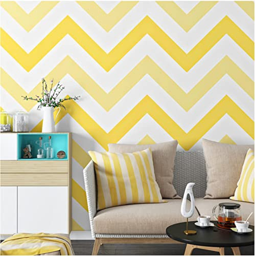Gelb Vliestapete 9,5 m x 0,53 m Geometrisch Tapete Modernes Design Streifen Tapete für Flur Wohnzimmer Schlafzimmer Büro