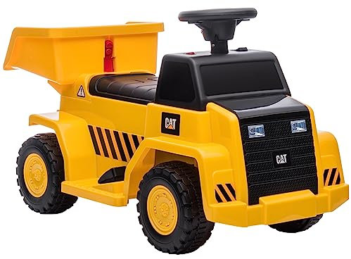 HOMCOM Elektro Kindertraktor, Spielfahrzeug mit kippbarer Ladefläche, Hupe, Elektroauto für Kinder, Aufsitztraktor mit Scheinwerfer, max. 3 km/h, für Kinder 1,5 bis 3 Jahre, Metall, Gelb