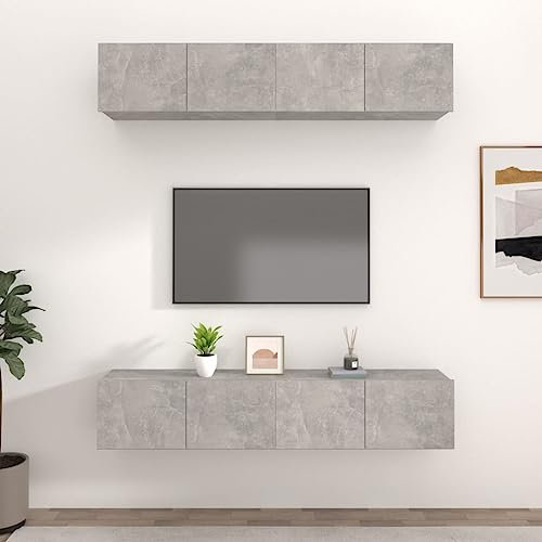 LAPOOH TV-Schränke 4 STK. Betongrau 80x30x30 cm Holzwerkstoff, Tv-möbel & Phonomöbel, Wohnwand Wohnzimmer, Wandschrank, Zimmer Möbel, Anbauwand Wohnzimmer - 3114185