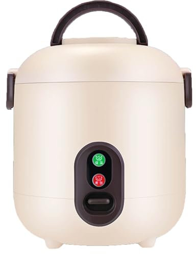 ZORZA Arrocera Pequeña,Olla Arrocera Pequeña, Mini Arrocera de 1.2 Litros con Cuchara y Vaso Medidor,con Olla Antiadherente For 1-2 Personas, Multiusos para Arroz, Sushi, Sopas,Beige,1.2L