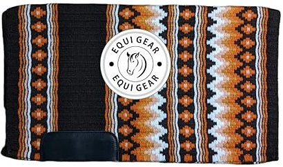 EQUIGEAR Western Show Horse Satteldecke aus neuseeländischer Wolle, Western-Design, handgefertigte Satteldecke, Wollpolster, Sensor Flex (Anpassung möglich), WZ57 (34x42)