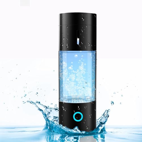 HQQMNY Hydrogen Water Bottle Hydrogen content ≥6000ppb Portable Hydrogen Water Generator with PEM & SPE Technology 400ml Portable Hydrogen Water Generator Maker (Elegant Black)