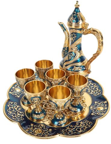 Set da tè Vintage, Set da tè Decorativo Multifunzionale in Lega di Zinco, Facile da Pulire, con Vassoio da tè per caffè (Jiawunbfei1a4wd-12)