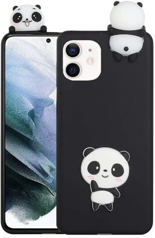 SEHEYA Panda Hülle für iPhone 12 Mini Silikon Schwarz 3D Tiere Motiv Aesthetic TPU Bumper Handyhülle Stoßfest Cover