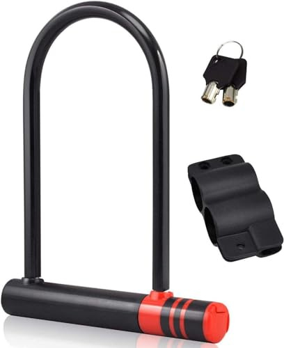 Buystarget Heavy Duty Bike Locks U Shape Shackle Mount Holder Steel Chain Bike Bicycle Cable Lock High Security Anti Theft Secure Motorbike Fence Gate Lock Padlock (U Shaped Lock)