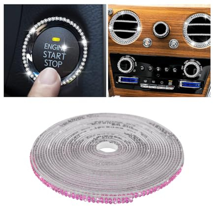 Adunsiaoto Bling Auto Trim Selbstklebend, Flexible Auto Innenverkleidung DIY Dekorative Streifen, Kristall Diamant Aufkleber Band Streifen Innenraum Außen Universal Zubehör(Rosa)