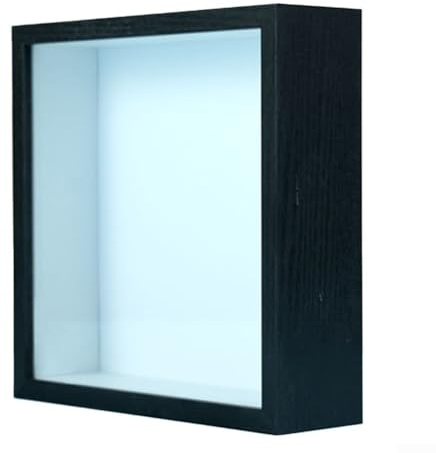 Marco de caja de sombra, 26 x 22 x 6 cm, marco de fotos profundo 3D, caja de exhibición para manualidades, fotos, flores, ramo de boda, decoración de Navidad (negro)