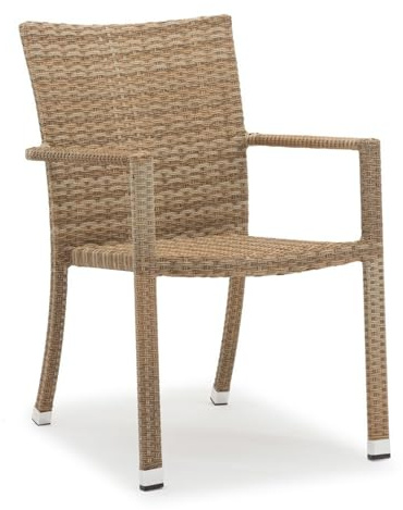 Acht & Acht Gartenstühle Polyrattan Terrassenstul Stapelbar Höhenverstellbar -130 kg Belastbarkeit Armlehne Stühle für Garten Balkon Terrasse Innen- und Außenbereich - ODC-4055- Natur Farbe 2,8 kg.