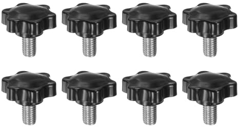QUARKZMAN 8 Stück Rändelschrauben mit Sterngriff M10 x 16mm x 38mm Sterngriffschraube Kunststoff Knopf Edelstahl 304 Gewindebolzen Klemmschraube Sterngriffmutter Klemmknopf für Maschine