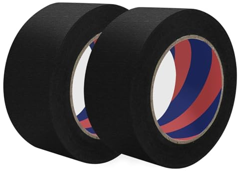 Duccinp Schwarz Kreppband 50mm x 50m, 2 Rolle Maler Malerkrepp, Abklebeband Maler Leicht zu Entfernen, Keine Rückstände, Malerband Eignet Starke Haftung, Malerkrepp für Malerarbeiten und Dekoration