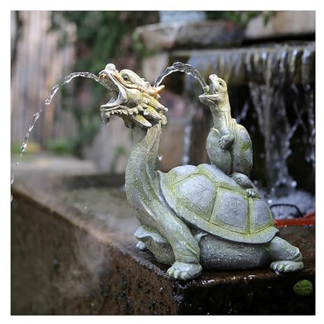 Creative golden toad Pond fountains, Pond spitters for small ponds, double water spout design, automatic circulation water landscaping for Koi pond, with water pump and Hose, for fish tank(Green)