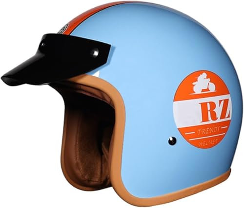 Medio Casco, Casco De Motocicleta, Casco De Media Concha con Aprobación ECE, Casco De Scooter De Media Concha Brain Cap, Casco Jet, Retro For Adultos, Hombres Y Mujeres(G,XL:61-62cm)