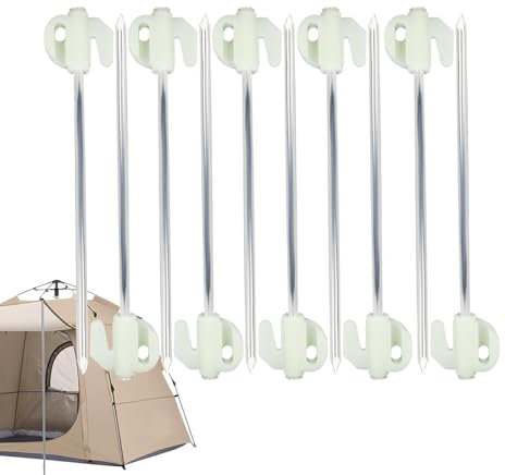 Camping-Zeltheringe mit Licht,Leichte Zeltheringe, Robuste Baldachinpfähle, Metallpfähle für Camping, 10 x leuchtende Außenpfähle für Zelt, Garten, Hof