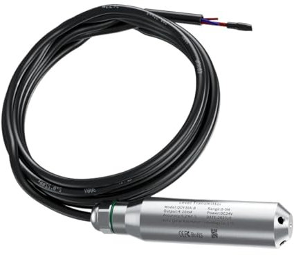 OOYIALET Liquid Level Transducer Sensor 4-20mA 0-10V 0-3.3V RS485 Output Hydrostatic Level Sensor 6M 8M 10M Cable Water Level Transmitter(RS485,20m Range 20m Cable)