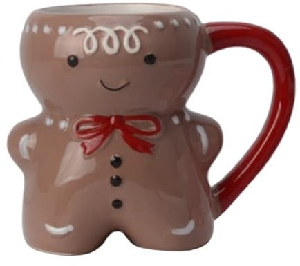Generisch Lebkuchenmann Weihnachtstassen,350 ml Weihnachts Lebkuchen Kaffeetasse,3D Becher aus Keramik mit Henkel,Niedliche Trinkbecher, Milchbecher, lustige Geschenke für Freunde,Familien-Kaffee