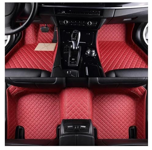 DZSYANJIASM Auto Fußmatten Auto-Luxus-Leder-Auto-Bodenmatte für A6 C6 2005 2006 2007 2008 2009 Auto-Matte Full Set Wasserdichtes Zubehör Allwetterfußmatten(WEINROT)