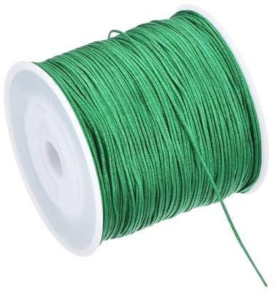 Rebower 0.8 Mm Filo Di Nylon Per Braccialetti, 100 M Cordoncino Di Nylon Satinato Filo Per Perline [Per Creazione Di Gioielli Braccialetti Collane Fai Da Te Artigianato] - Verde