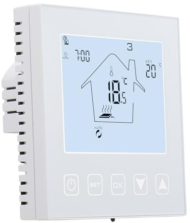 Wengart Termostato WiFi Tuya WG603, CA 230 V, 3 A, 2,4 GHz, Funciona con calefacción por Suelo Radiante, termostato Compatible con Alexa Echo/Google Home con detección de Apertura de Ventana