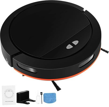 Yardenfun Robot Vacuum Cleaner and Mop 2-in-1 Automatic Recharge Self-charging Floor Cleaning Robot Pet Hair Removal Uk Plug Ac230 Black for Home