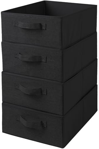 AYVANBER Scatole portaoggetti pieghevoli Organizer per armadio di grandi dimensioni e cestini portaoggetti a cubo Set di organizzazione di cassetti per vestiti per calzini giocattoli (Nero)