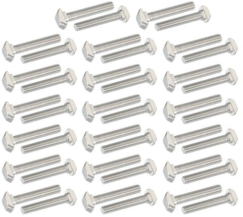 PATIKIL M5 x 30 mm Thread T-Slot Bolts, 40 Pcs Drop-in Bolt Hammer Head T-Bolt Standard 6 mm Sliding Screw Stud for 20 Series Aluminum Extrusion Profile, Silver
