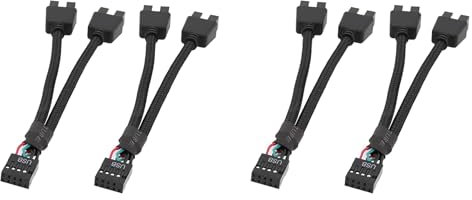 Lnfxkvva 4Pcs Computer Motherboard USB Extension Cable 9 Pin 1 Female to 2 Male Y Splitter Audio HD Extension Cable for PC DIY