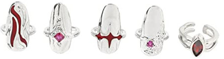 Ipetboom Roter Modischer Nagelring Aus Robustem Legierungsmetall Leicht Und Bequem Stilvoller Frauen Fingerring Für Nageldekoration Und Nailart Schmuckaccessoire Für Vielseitige Outfits