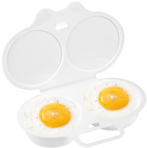 Microwave Egg Boiler Poacher, Reusable White Poached Egg Maker Mold Draining Non-Stick Coated Cooking Food Grade PP Double Eggs Cup Cooker Breakfast Cookware for Kitchen Gadgets (1 Pcs)